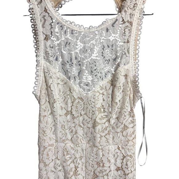 Lulus Small White Lace Sleeveless Bridal Gown With Open Back & Train NEW - Picture 5 of 12